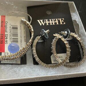 NWT Vera Wang White Baguette Cuff Bracelet and Hoop Earrings